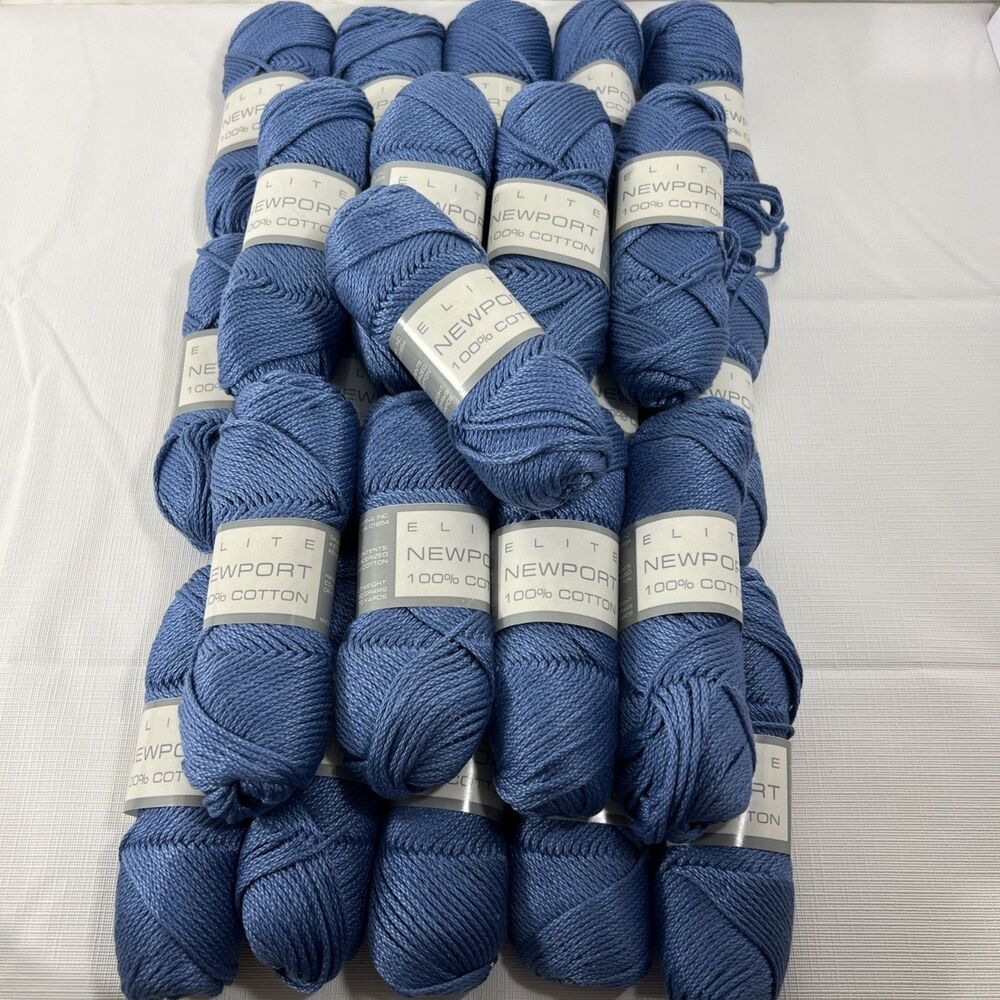 24 Skeins - Classic Elite Newport 100% Cotton - Mercerized - Blue - NEW - Peru